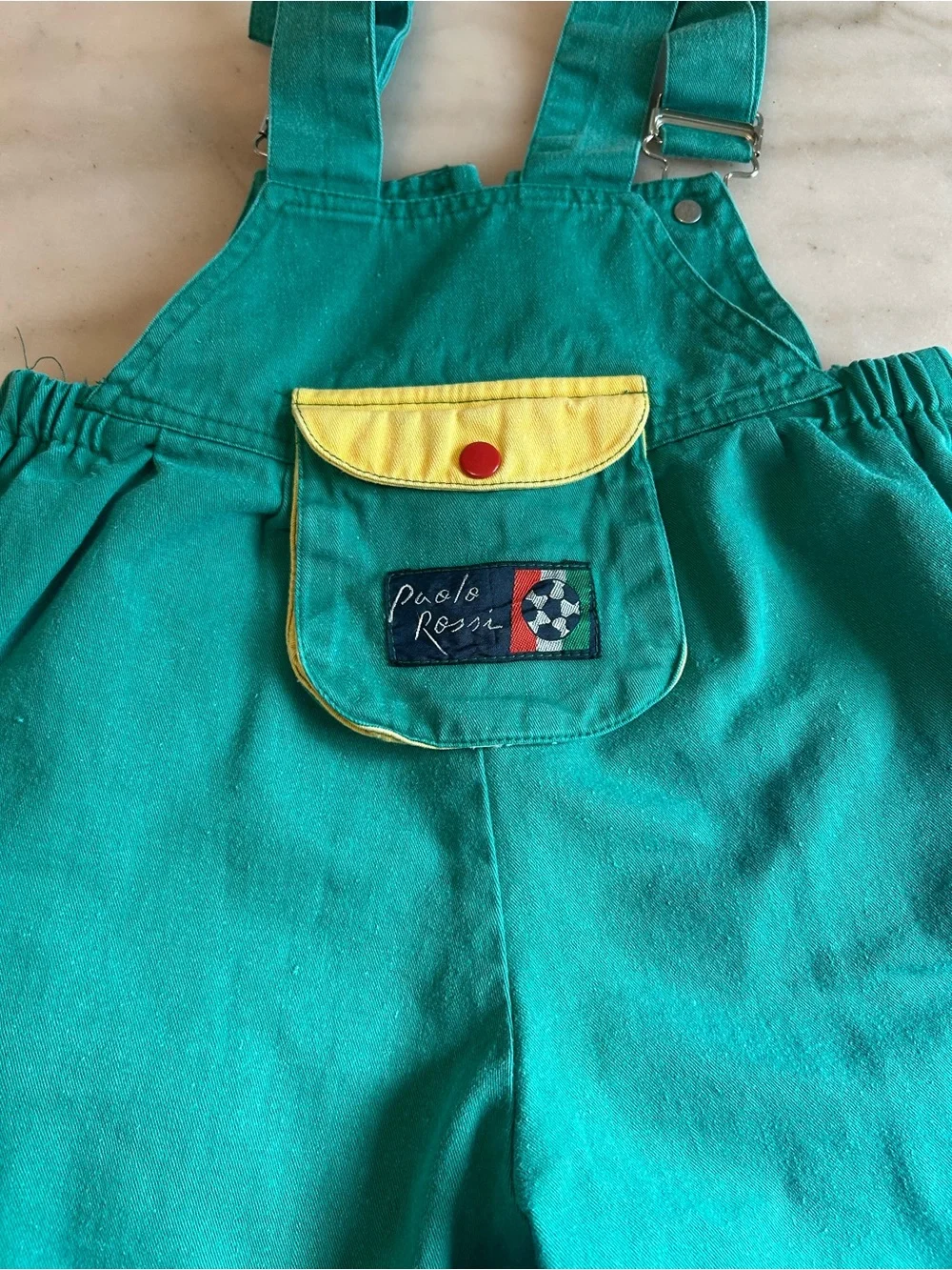 Kids Green Number Patch Overalls